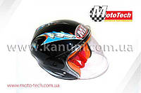 Шлем 906 (шлем детский открытый белое стекло) черный MotoTech