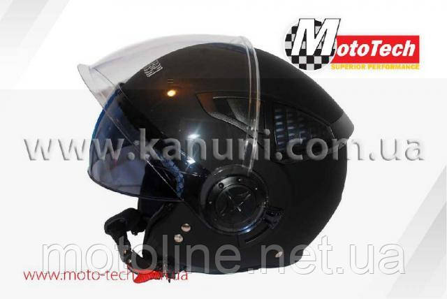 Шолом HF 256 (відкритий біле скло + вбудовані окуляри) чорний MotoTech