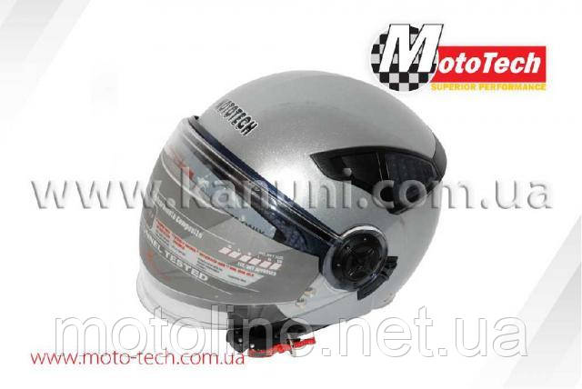 Шолом HF 256 (відкритий біле скло + вбудовані окуляри) сірий MotoTech, фото 1