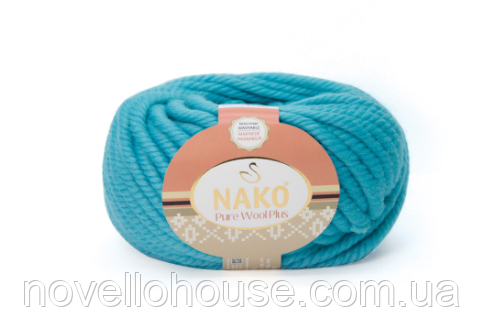 Nako PURE WOOL PLUS (Пур Вул Плюс) № 6404 бірюзовий (Вовняна пряжа, нитки для вязання)