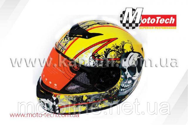 Шолом WLT-101 жовтий череп MotoTech, фото 1