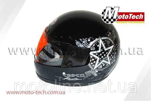 Шолом WLT-106 чорний із зіркою MotoTech, фото 1