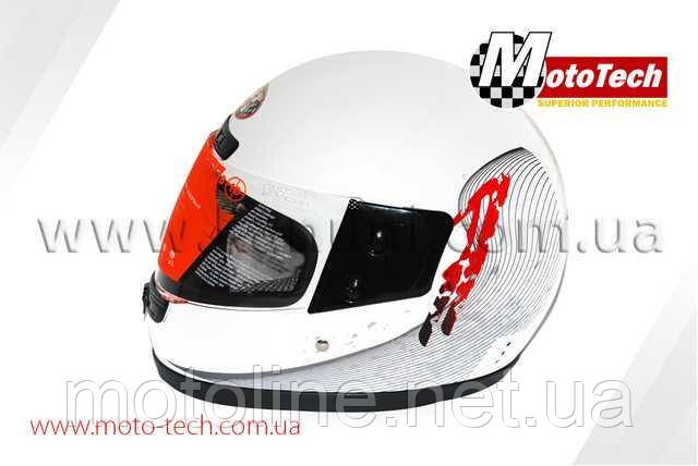 Шолом WLT-106 білий із розводами MotoTech, фото 1