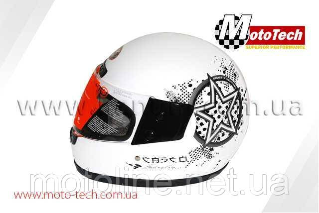 Шолом WLT-106 білий із зіркою MotoTech, фото 1