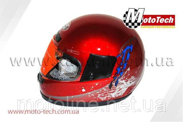 Шолом WLT-106 червоний з розводами MotoTech, фото 1