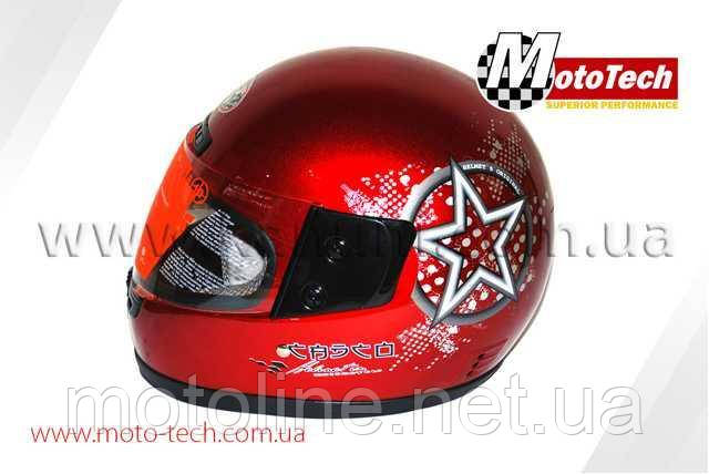 Шолом WLT-106 червоний із зіркою MotoTech