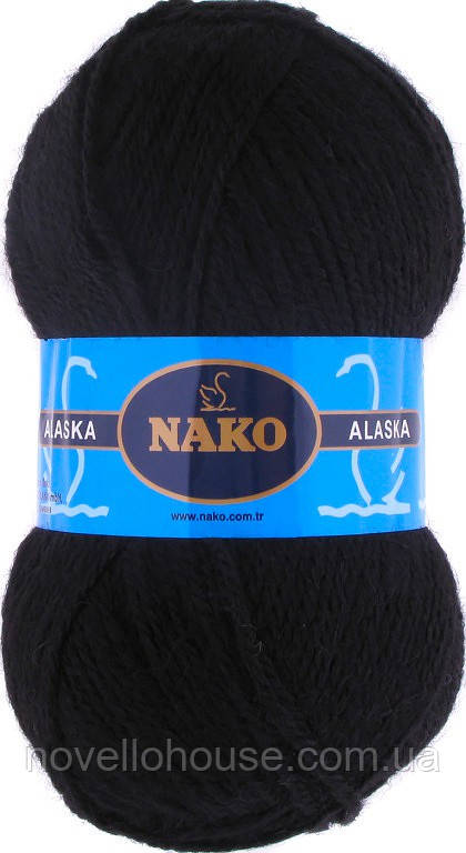 Nako ALASKA (Аляска) № 7102 чорний (Напіввовняна пряжа, нитки для в'язання)