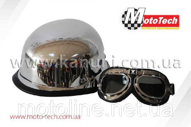 Шлем WLT-307 CHROME + ОЧКИ MotoTech