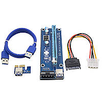20 шт. Райзер v006 USB 3.0 PCI-E 1X — 16X Riser для відеокарт 60 см molex sata молекс сата майнінг 1060 470 580