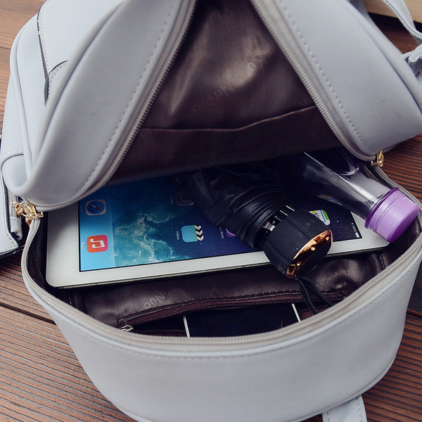 Рюкзак міський жіночий сірий із гаманцем у комплекті - фото 3 - id-p553348012
