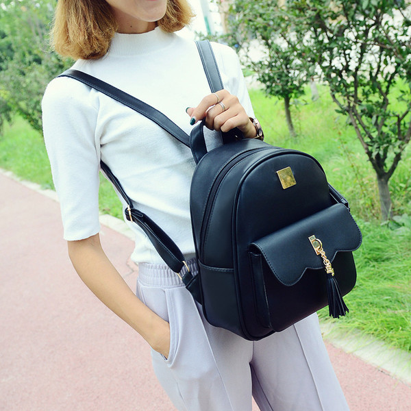 Рюкзак міський жіночий чорний із гаманцем у комплекті, фото 1