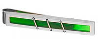 Стильный Зажим для галстука Colibri DIFFUSION сталь, цвет серебристый/зеленое стекло Co109400-lta.