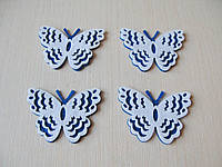 Бабочка синяя с белым 4,5 см на 6 см