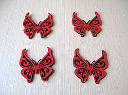 Метелик із фетру колір червоний із чорним. Розмір 6х6 см