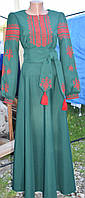 Вишита сукня довга "Паленіючі візерунки" розміри 48,50