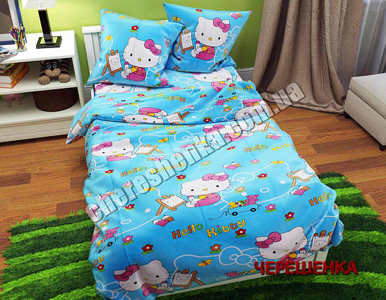 Полуторний набір постільної білизни Бязь "Gold" Hello Kitty №2021, фото 1