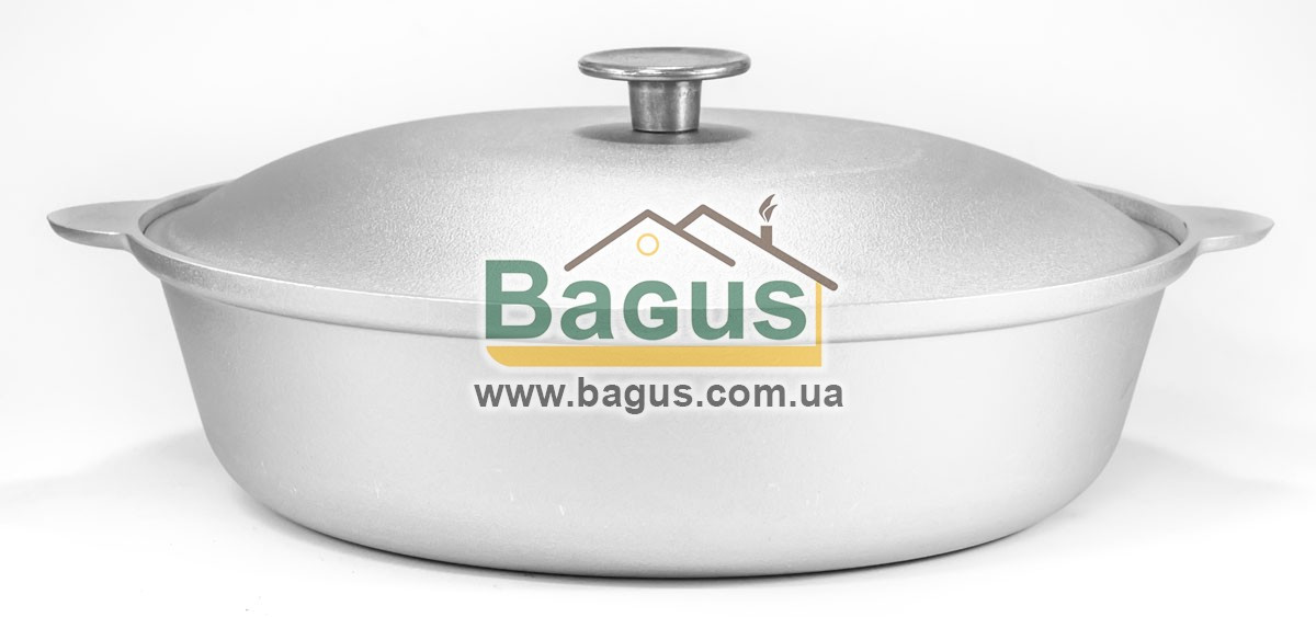 Сковорода (смаження) алюмінієва 30 см з рівним дном, литими ручками та кришкою Біол (A304)