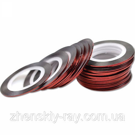 Декоративні стрічки для дизайну нігтів червоні, фото 1