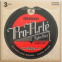 Струны D'addario EJ45-3D Pro Arte Normal Tension 28-43 3 sets