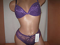 Комплект белья Lemila кружевной фиолетовый: бюстгальтер чашка В-С с подушечками и бикини 80В-С