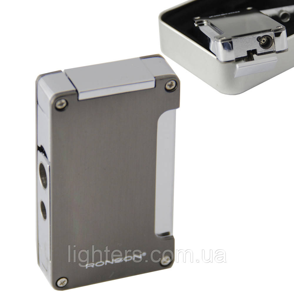 Подарункова запальничка Ronson (Dark Gray) Window Jet Flame ZR130113