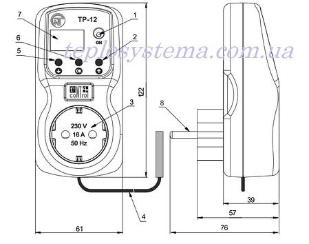 Терморегулятор у розетку TP — 12/1 (з функцією реле напруги), "Новатек-Електро", фото 2