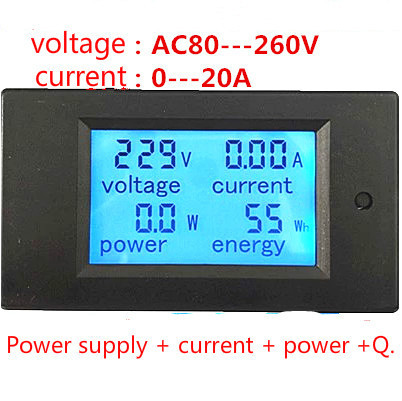 Енергометр, Ватметр, Амперметр, вольтметр PZEM-021 LCD AC 80V-260V/20A