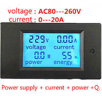 Енергометр, Ватметр, Амперметр, вольтметр PZEM-021 LCD AC 80V-260V/20A