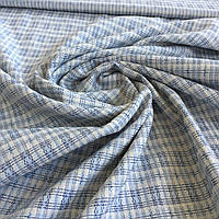 Костюмна тканина "Мрія" в біло-блакитну клітинку, ширина: 112 см, Індія