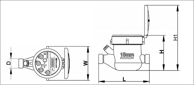 Габаритні розміри лічильника холодної води Gross MTK–UA 15 Габаритні розміри лічильника холодної води Gross MTK–UA 15