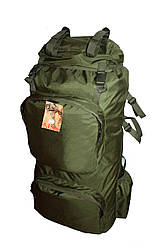 Туристичний експедиційний великий міцний рюкзак на 90 літрів оливи. Туризм, полювання, риболовля, спорт.