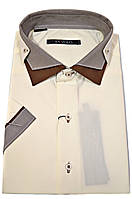 Сорочка чоловіча "Bazzolo". Бежева. Короткий рукав