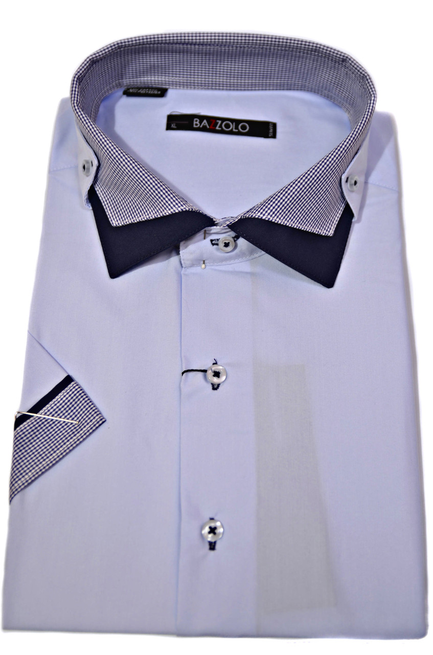 Сорочка "Bazzolo". Блакитна. Короткий рукав, фото 1