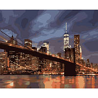 Картина по номерам без коробки Ночной Нью Йорк (арт. KHO2133) 50 х 40 см