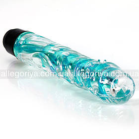 Вібратор гелевий для жінок бірюзовий в коробці рельєфний силіконовий універсальний