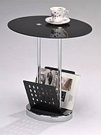 Кофейный столик SR-0638, сервировочный кофейный столик с газетницей на круглой металлической базе