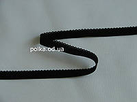 Резинка 10мм черная с ажурным краем - 2257, ширина 10мм, цвет черный/белый/цветная (Турция)