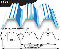 Профнастил Прушински Т 135 цынк Германия 0.70 мм