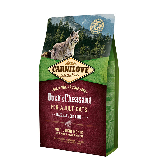 CarniLove Duck & Pheasant for Adult Cats беззерновой корм для виведення шерсті зі шлунка, 6 кг