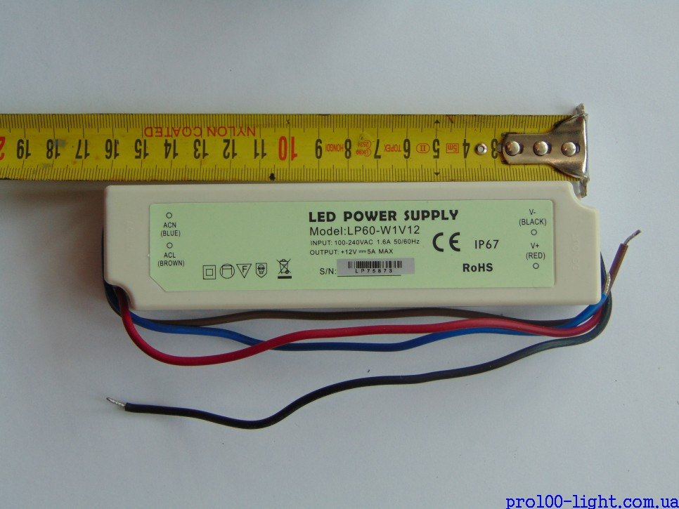 Блок питания LED LP-60-5А W1V12 IP67 - фото 2 - id-p554655009