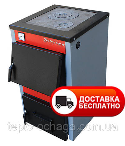 Котел твердопаливний PROTECH ТТП-15С Економ (Econom) з плитою, фото 1