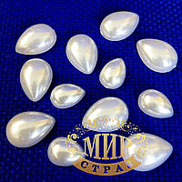 Напівперлина у формі краплі White (10 шт.) Розмір на вибір