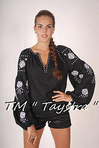 Блузка бохо вишита, чорна, льон, етностиль, Bohemia