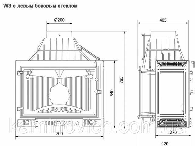 Каминная топка Kaw-met W3 с левым боковым стеклом - фото 4 - id-p555064344