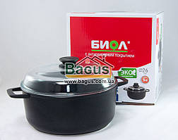 Каструля 5 л 26 см з антипригарним покриттям і скляною кришкою Біол (K501PC)