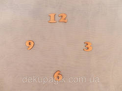 Набір цифр для годинника 2см (3-6-9-12), мдф 3мм