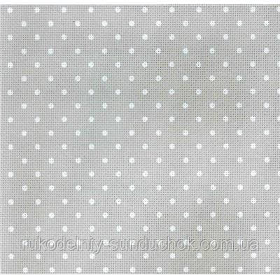 Aida Zweigart 20 ct. Extra Fine Aida Petit Point 3326/7349 Gray linen/white dots (сірий в білий горошок) 50*55