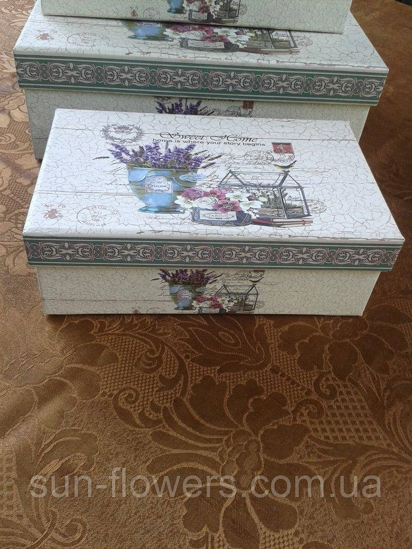 Картонна подарункова коробка прямокутна в сільському стилі, фото 1