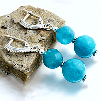 Аквамарин, срібло, Ø10 і Ø 12 мм, сережки, 217СРА