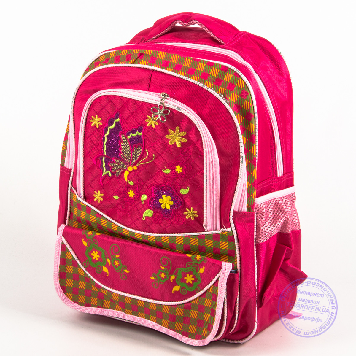 Шкільний рюкзак для дівчаток з метеликом - червоний - 147